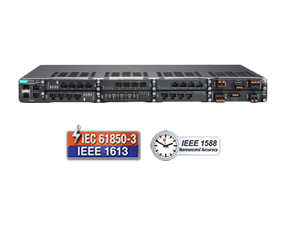 IEC 61850-3 28-port layer 3/2 full Gigabit modular managed Ethernet switch